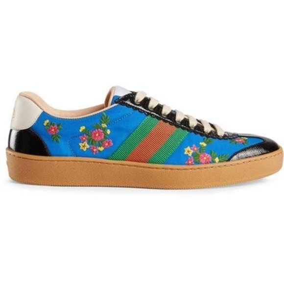 GUCCI G74 Nylon Sneaker With Web In Blue, size 36 - Picture 6 of 12